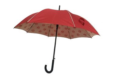 İç Panel Tam Baskı ile Kırmızı Pongee Rüzgar Dayanıklı Golf Şemsiyesi