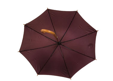 Ağır Rüzgar İçin Güçlü Dayanıklı Taşınabilir Kahverengi Ahşap Saplı Şemsiye