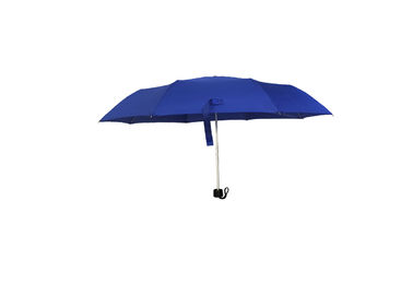 Özelleştirilmiş Mavi Katlanabilir Şemsiye Süper Hafif Pongee Kumaş Alüminyum Çerçeve