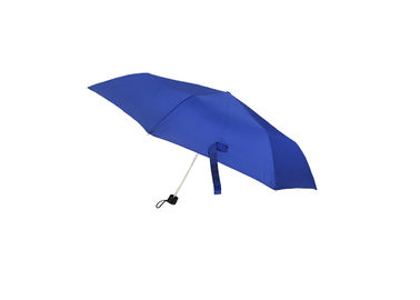 Özelleştirilmiş Mavi Katlanabilir Şemsiye Süper Hafif Pongee Kumaş Alüminyum Çerçeve