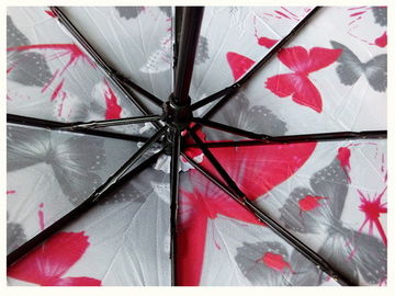 Manuel Açık Özel Seyahat Şemsiye Kelebek Çiçek Baskı Suya Dayanıklı Gölgelik