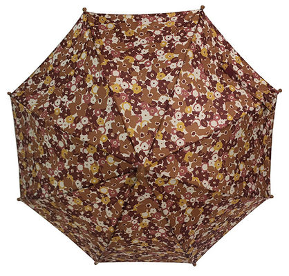 Krom Çelik Mil Güzel Pembe Çiçek Baskı Çocuklar Kompakt Şemsiye
