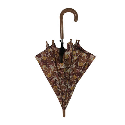 Krom Çelik Mil Güzel Pembe Çiçek Baskı Çocuklar Kompakt Şemsiye