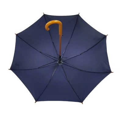 Yarı Otomatik Ahşap Saplı Düz ​​güçlü rüzgar geçirmez şemsiye