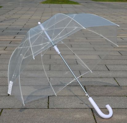 Su Geçirmez J Saplı 8mm Metal Şaft Şeffaf Yağmur Şemsiyesi