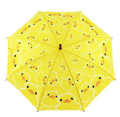 Çocuklar Sevimli Sarı Ördek J Kolu Kompakt Golf Şemsiyesi