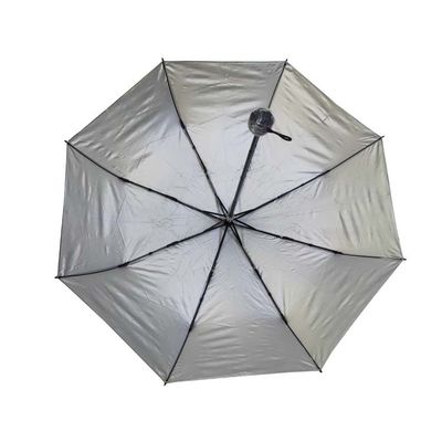 Dijital Baskı Manuel Açık Gümüş Kaplı 3 Katlanabilir Şemsiye