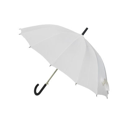 27 inç 16K Beyaz Rüzgar Geçirmez Kanca Saplı Şemsiye