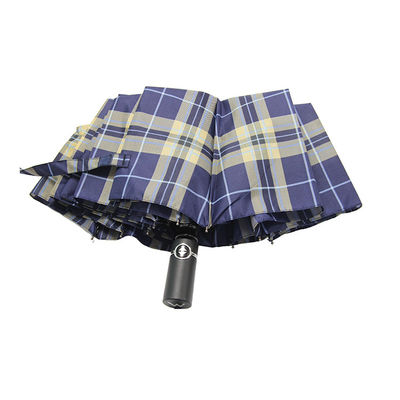 Kontrol Deseni Üç Katlanır Şemsiye Erkekler İçin Otomatik Açılır Kapanır