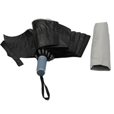 Siyah UV Kaplama Kadınlar İçin Üç Katlanır Şemsiye Otomatik Açık Kapatma