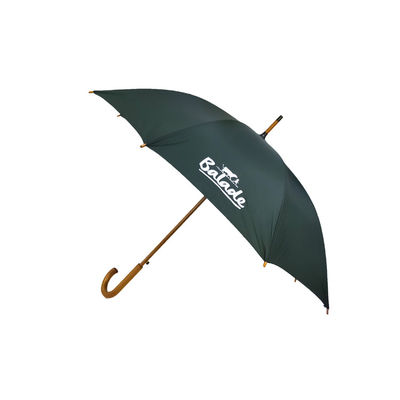 Ahşap Mil Özel Logo Baskı Çubuğu Düz Şemsiyeler Ahşap Eğri Saplı
