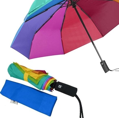 SGS Otomatik Açık ve Kapalı Fiberglas Kaburga Gökkuşağı Renkli Şemsiye
