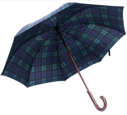 103cm 190T Pongee Şemsiye Ahşap J Çubuk Şemsiye