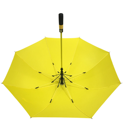 Erkekler için Sarı Renkli Fiberglas Şaft Pongee Büyük Boy Golf Şemsiyesi