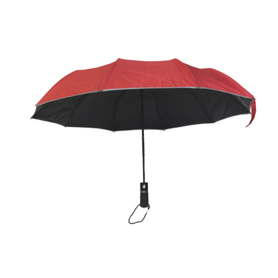 10 Kaburga Siyah Kaplama Pongee 3 Katlı Otomatik Şemsiye ile Erkek İçin