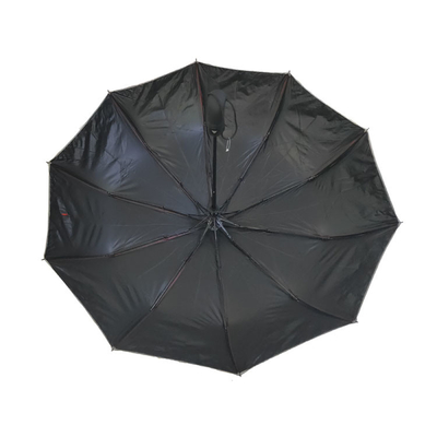 10 Kaburga Siyah Kaplama Pongee 3 Katlı Otomatik Şemsiye ile Erkek İçin
