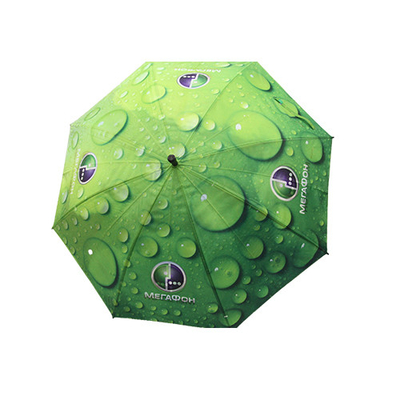 8mm Metal Şaftlı Yeşil Yağmur Damlaları Düz ​​Şemsiye