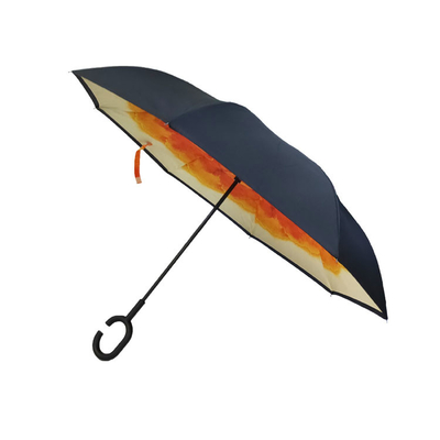 C Saplı Tam Dijital Baskı Pongee Ters Ters Şemsiye