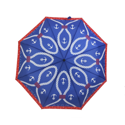Bayanlar İçin Özel Pongee Otomatik Açık Rüzgar Geçirmez 3 Katlanır Şemsiye
