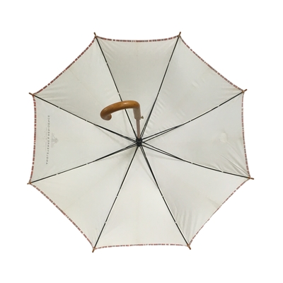 Otomatik Açık Ahşap Şaft Promosyon Pongee Şemsiye