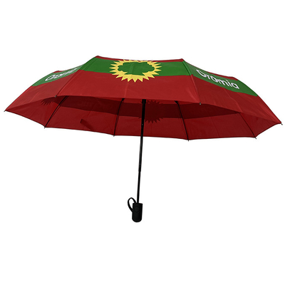 Pongee Kırmızı 8 Panel Logolu Otomatik Seyahat Şemsiyesi Promosyon Bayan Şemsiyesi