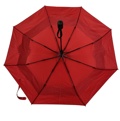 Pongee Kırmızı 8 Panel Logolu Otomatik Seyahat Şemsiyesi Promosyon Bayan Şemsiyesi
