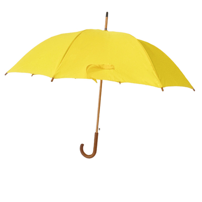 Yüksek kaliteli 23 inç Windproof Otomatik Açık Çubuk Şemsiye Ahşap Çubuğu ve Cam Elyafı