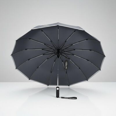105cm Açık Çaplı, Fiberglas Kaburgalı ve Yansıtıcı Kenar Şeritli Büyük Otomatik Seyahat Şemsiyesi