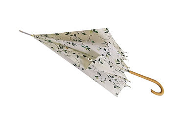 Küçük Baskılı Düz ​​Kemik Tahta Çubuk Şemsiye, Bayanlar Otomatik Şemsiye