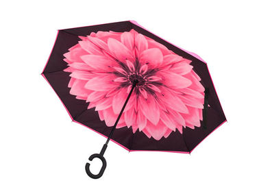 Pembe Kadınlar Için Klasik C Şekilli Kolu Şemsiye Şemsiye Yağmur Parlatıcı Hava