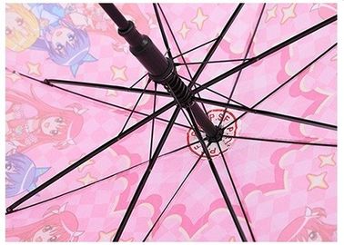 Otomatik Kız Çocuklar Pembe Şemsiye 8mm Metal Mil Uzunluğu 70 cm Ile Plastik Bardak