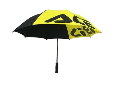 Pongee Siyah Sarı Promosyon Golf Şemsiye Anti UV Toplam Uzunluk 101 cm