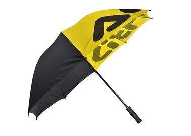 Pongee Siyah Sarı Promosyon Golf Şemsiye Anti UV Toplam Uzunluk 101 cm