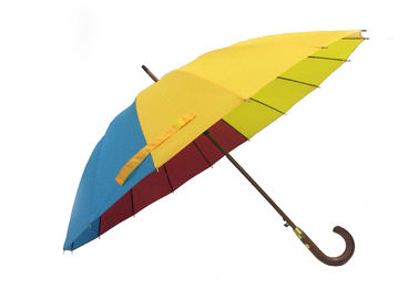 26 Inç 16 Kaburga Ahşap Saplı Şemsiye Otomatik Açık Manuel Yakın Karışık Renkler
