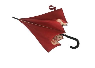 İç Panel Tam Baskı ile Kırmızı Pongee Rüzgar Dayanıklı Golf Şemsiyesi