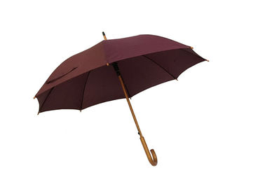 Ağır Rüzgar İçin Güçlü Dayanıklı Taşınabilir Kahverengi Ahşap Saplı Şemsiye