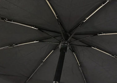 Rüzgarlı Hava İçin Siyah Güçlü Katlanabilir Seyahat Şemsiye Çift Katmanlı