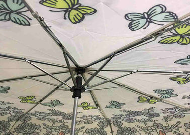 21 Inç 8 Kaburga Çiçek Katlanabilir Şemsiye Polyester / Pongee Kumaş Özel Logo