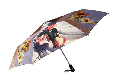 Kompakt Yağmur Arkadaşı Şemsiye, Seyahat Güneş Şemsiyesi Özel Baskılar Saten Kumaş