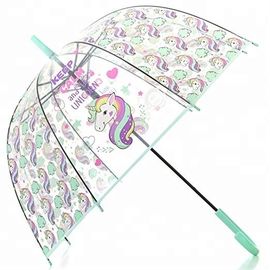 Hediye Dome Stil Şeffaf Unicorn Şemsiye, Şeffaf Plastik Kabarcık Şemsiye