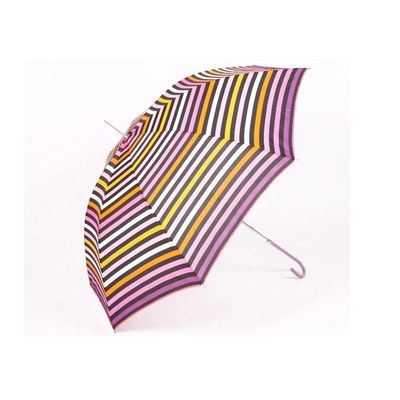 Renkli Şerit Suya Dayanıklı Pongee Kompakt Golf Şemsiyesi 27 &quot;* 8K