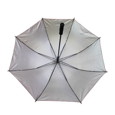Gümüş Kaplama Pongee 190T Yarı Otomatik Şemsiye 27 İnç