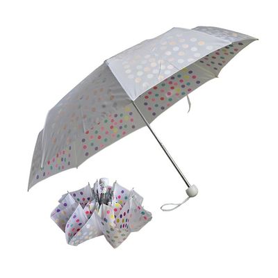Renkli Noktalarla Metal Şaft Pongee Kumaş 3 Katlı Şemsiye SGS