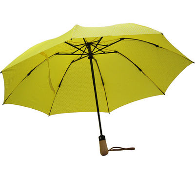 Metal Kaburga Üç Katlanır Şemsiye Sarı Renk Suya Dayanıklı