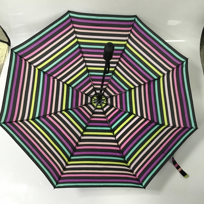 Bayanlar Otomatik Açık Yakın Pongee Kumaş Kompakt Katlanır Şemsiye