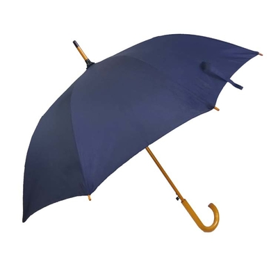 Logo Baskılı Düz ​​İş Pongee Ahşap Saplı Şemsiye