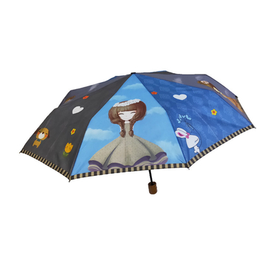 Dijital Baskı Manuel Açık sünger Ahşap Saplı Şemsiye