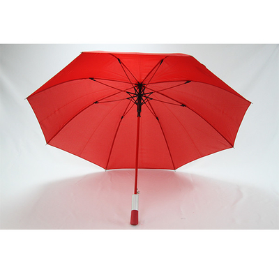 Özel Logo Baskılı 8mm Metal Mil Kırmızı Pongee Şemsiye