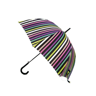 Seyahat için SGS Windproof Kompakt Düz Çizgili Şemsiye