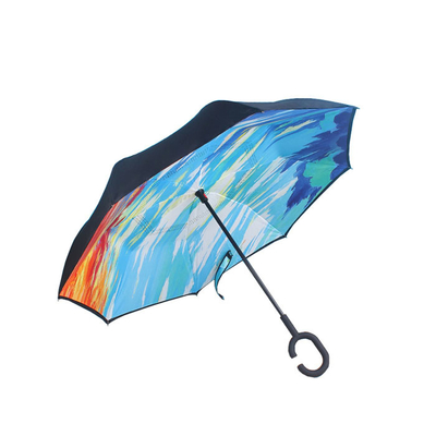 Ters Çift Katmanlı Ters Şemsiye Arabalar Özel C Kolu Rüzgar Geçirmez